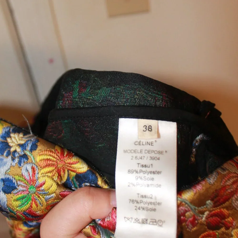 Extremely RARE $3000 CELINE by Phoebe Philo FLORAL BROCADE Mini DRESS - Picture 4 of 4